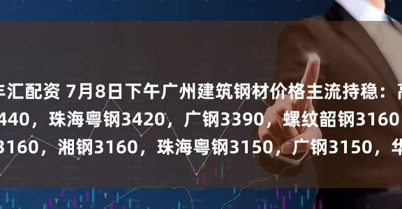 丰汇配资 7月8日下午广州建筑钢材价格主流持稳：高线韶钢3440，湘钢3440，珠海粤钢3420，广钢3390，螺纹韶钢3160，湘钢3160，珠海粤钢3150，广钢3150，华美3130。（元/吨）