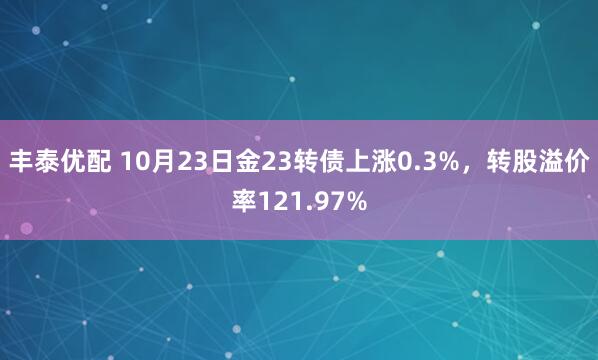 丰泰优配 10月23日金23转债上涨0.3%,转股溢价率121.97%