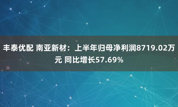 丰泰优配 南亚新材：上半年归母净利润8719.02万元 同比增长57.69%